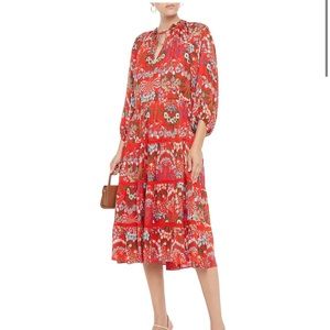 Alice and Olivia RED lace trimmed floral print
